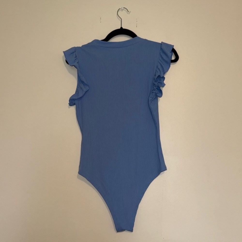 White Ruffled Bodysuit Top - Picture 7 of 12